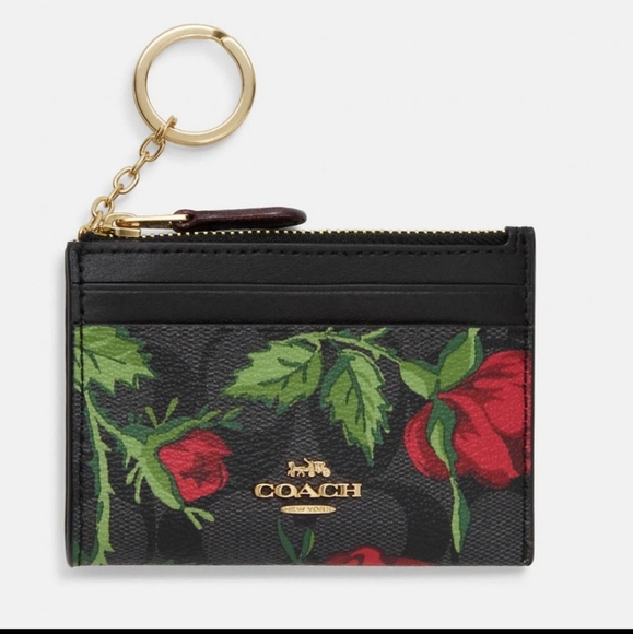 Coach Mini Court Backpac  In Signature Pebbled Leather With Fairytale Rose Print - Picture 6 of 8